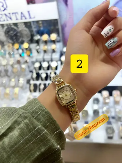 ساعت زنانه طلایی مربعی نگینی سون پرنسس