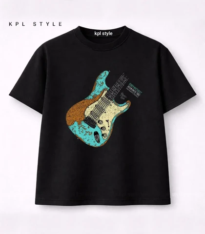 تیشرت باکسی یونیسکس طرح Guitar کد 1417