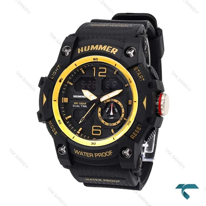ساعت مچی هامر دوزمانه 1428 مردانه زرد مشکی Hummer-6512-G