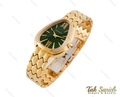 ساعت بولگاری سرپنتی زنانه طلایی سبز نگین‌دار Bvlgari-4054-L