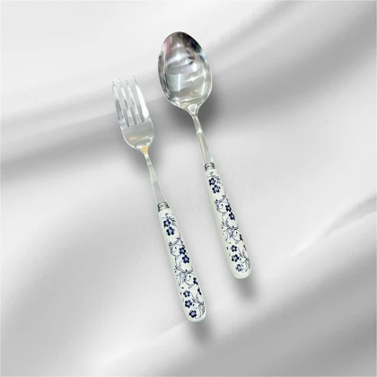 قاشق و چنگال طرح دنی هوم گل آبی