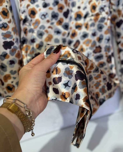 تاب و شلوار ساتن زنانه کد1-9517 طرح پلنگی