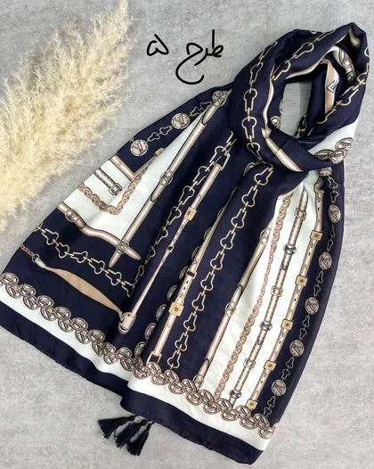 شال نخی میکس سرمه ای 3693