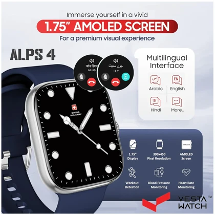 ساعت مچی هوشمند سوئیس میلیتاری SWISS MILITARY مدل SM-WCH-ALPS4-SILF-BLUSSS