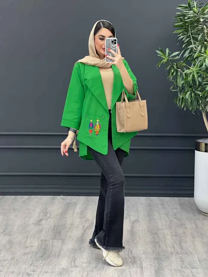 مانتو داکرون جیب گلدوزی بغل چاک