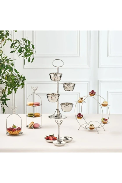 ظرف پذیرایی 3 طبقه Karaca Home مدل Maison فلزی