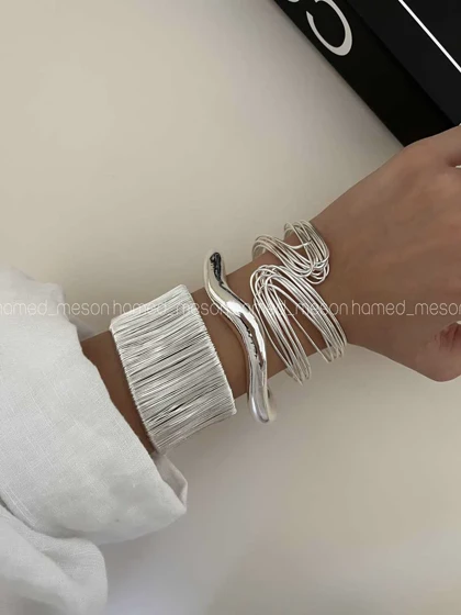 دستبند SILVER شیاردار