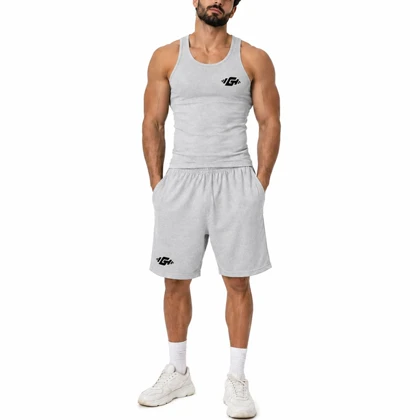 ست رکابی و شلوارک ورزشی مردانه G Wear مدل 5F0604 طوسی روشن