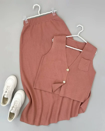 ست جلیقه و دامن بلند کد 4429