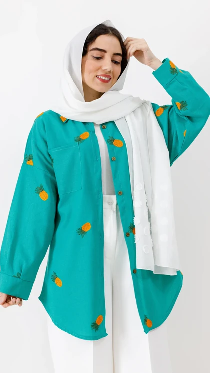 مانتو آناناسی دکمه دار قد 80