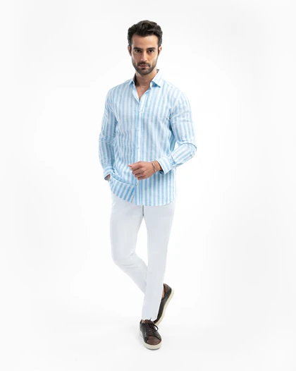 ام کی کالکشن پیراهن آستین بلند mk-25699-blue