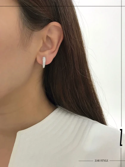 گوشواره دو قطعه اشکی نگینی و آینه‌ای