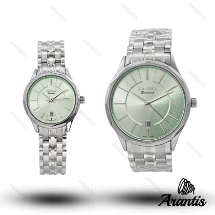 ساعت ست سیکو Diamond سیلور صفحه سبز s-10193