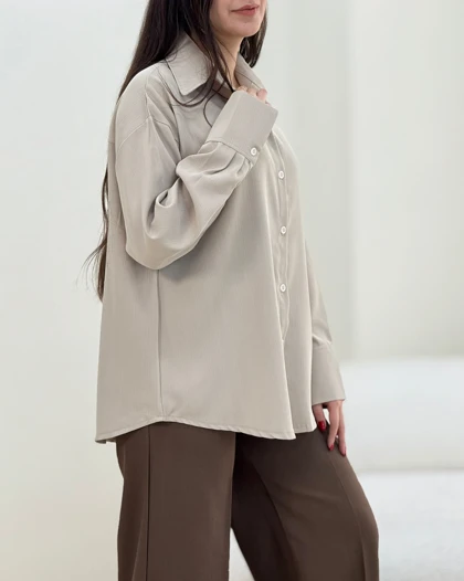 شومیز کرپ میله ای ساده سایه