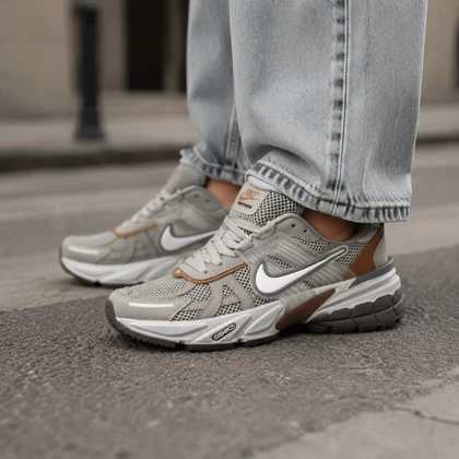 کفش و کتانی زنانه و دخترانه مدل نایک کوشلون NIKE V2K رنگ طوسی نباتی کد 41725