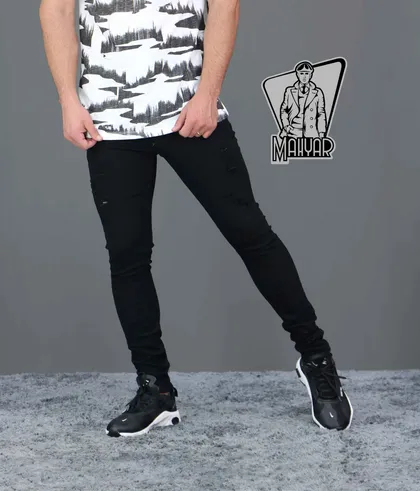 شلوار جین مشکی زاپ‌دار