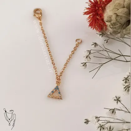 آویز ساعت مثلث نگین آبی