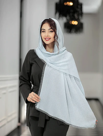 شال نخی پلیسه تابستانی دور نوار