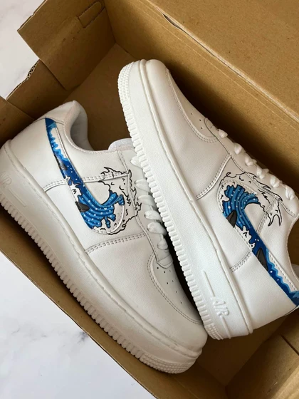 کفش اسپرت کاستوم کتانی با طرح موج کاناگاوا نایک nike ایرفورس air force کد 56648