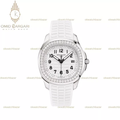 ساعت مچی پتک فیلیپ زنانه بند سفید دورنگین Patek Philippe Nautilus