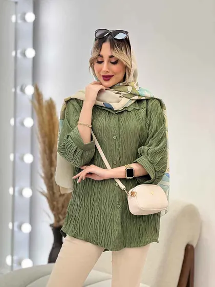 شومیز جلو دکمه آستین سه ربع