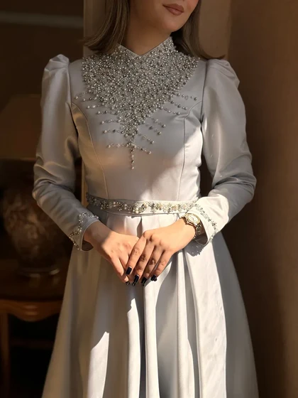 ماکسی ساتن جلو مرواریدی