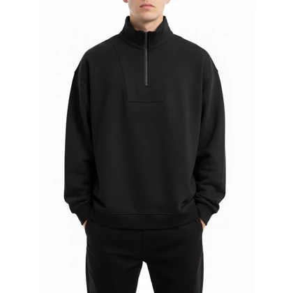 دورس نیم زیپ مردانه رنگ مشکی سه نخ تو کرکی استایل گرم و شیک مناسب فصل سرد 1404