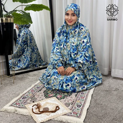 چادرنماز آستین‌دار نیلگون
