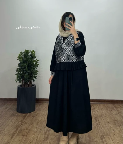 ست پیراهن مانتویی به همراه وست سوزندوزی شده