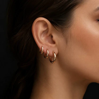 گوشواره double hoop - ژوپینگ استیل-کد 4z504 بدلیجات ژوپینگ