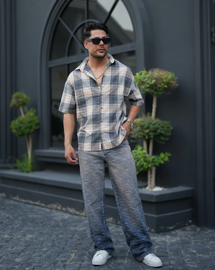 پیراهن چهار خانه باکسی