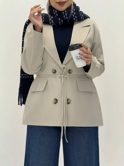 3582-مانتو کت کتان مارک