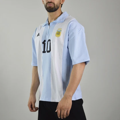 پولوشرت نیم زیپ اسپرت آرژانتین مدل ZRA-Adidas-4B0278 آبی روشن