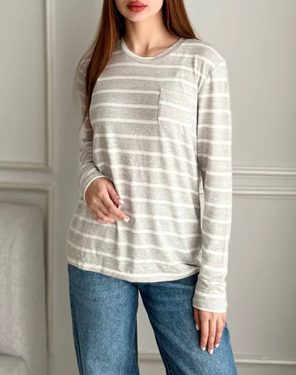 بلوز بافت ظریف راه راه نیلا کد KB-0047