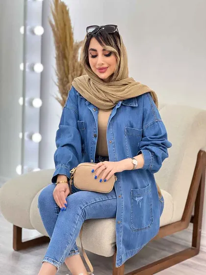 مانتو جین چهار جیب زاپ‌دار