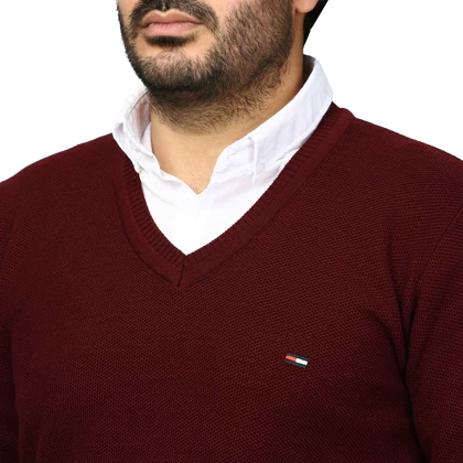 پلیور بافت یقه هفت فندوقی مردانه مدل 669858