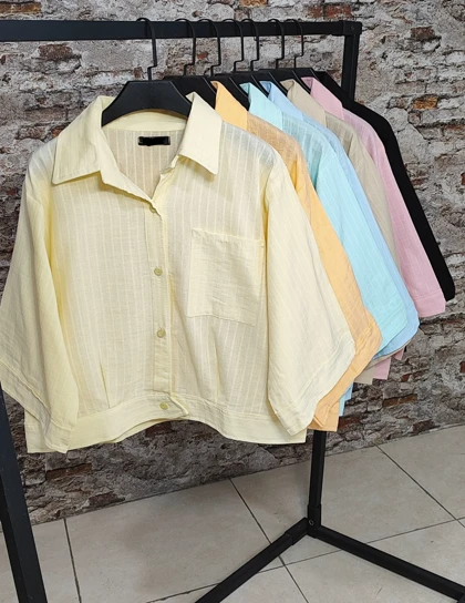 شومیز باکسی تک جیب مدل بهارا کد 50266