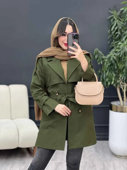 بارانی چهاردکمه برش هلالی