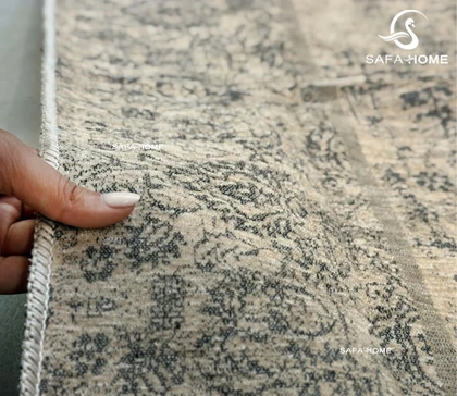 زیر سفره ای مخمل طرح پتینه کرم تیره