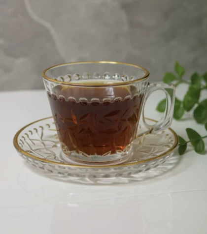 ست فنجان و نعلبکی چای خوری لبه طلایی