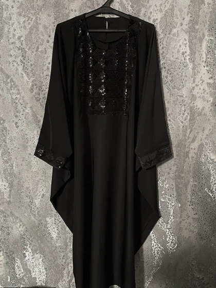 مانتو عبایی کرپ اسود درجه یک