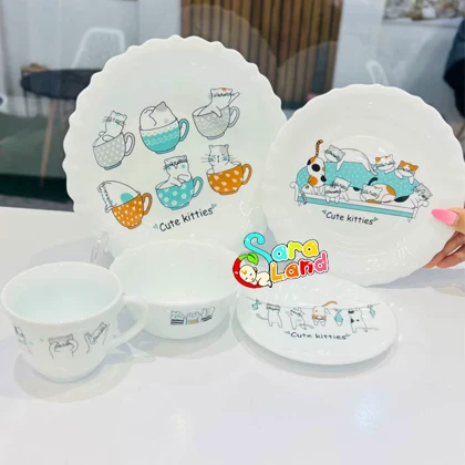 سرویس غذاخوری کودک آرکوپال 5 تکه طرح گربه