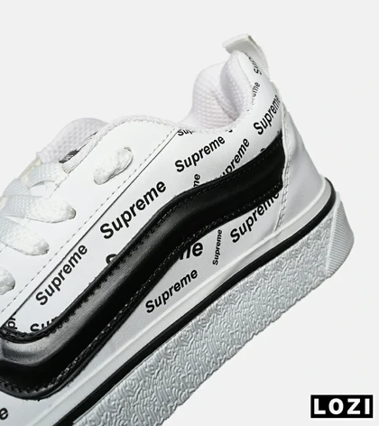 کفش اسنیکرزونس مردانه و زنانه سفید مشکی VANS x Supreme مدل 8215