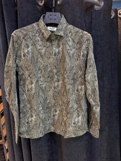 پیراهن کنفی طرح «ماربل اسکچ» سبز لجنی فوق العاده خنک و با کیفیت کد R13