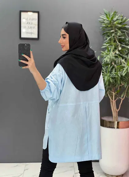 مانتو لینن آستین کش چهار جیب