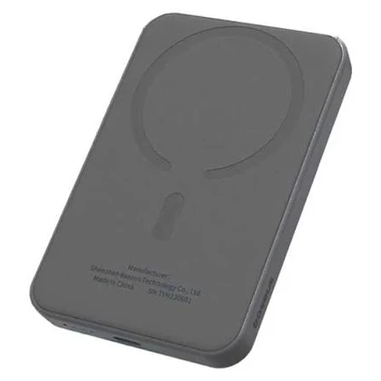 پاوربانک مغناطیسی باسئوس Magnetic mini ظرفیت 5000 میلی‌آمپر ساعت با شارژ بی‌سیم