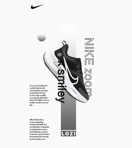 کفش کتانی مردانه و زنانه مشکی سفید NIKE zoom x smile مدل 4602