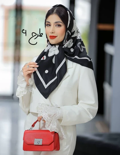 روسری ابریشم توییل مشکی 4199