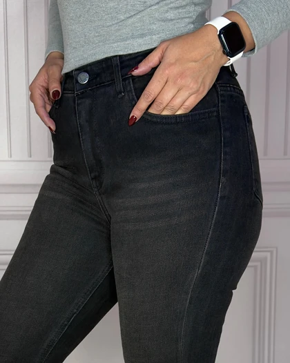 خرید شلوار جین زنانه بوتکات ذغال سنگی Women's Charcoal Grey Bootcut Jeans کد 80262