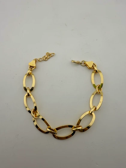 دستبند زنجیری طلایی بیضی بزرگ